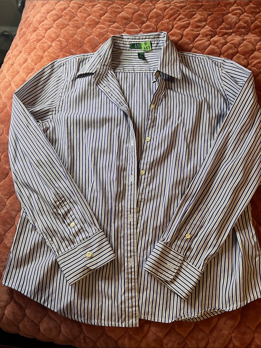 Lauren Ralph Lauren Women's  Striped Button-Down Shirt - Purple and White